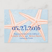 Blue Coral Starfish Save the Date Postkarten (Vorderseite)