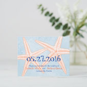 Blue Coral Starfish Save the Date Postkarten (Stehend Vorderseite)