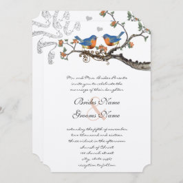 Blue Coral Vintag Bluebirds Hochzeitseinladungen Einladung