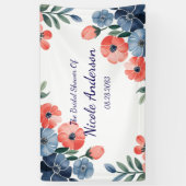 Blue & Coral Watercolor Bouquet Brautparty Banner (Vertikal)