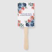 Blue & Coral Watercolor Bouquet Wedding Fächer (Rückseite)