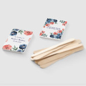 Blue & Coral Watercolor Bouquet Wedding Fächer (Non-assembled)