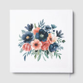 Blue & Coral Watercolor Bouquet Wedding Gästebuch (Rückseite)