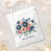 Blue & Coral Watercolor Bouquet Wedding Geschenktütchen (Ausgeschnitten)