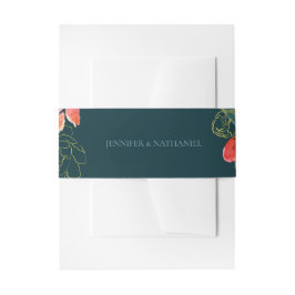 Blue Coral Watercolor Floral Wedding Suite Einladungsbanderole