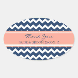 Blue Coral Zickzack Vielen Dank Gastgeschenk Hochz Ovaler Aufkleber
