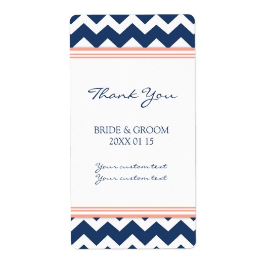 Blue Coral Zickzack Wedding Labels (Vorne)