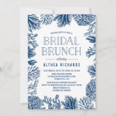 Blue Corals Frame Summer Bridal Brunch Einladung (Vorderseite)