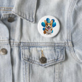 Blue Corgi Birthday Classic T - Shirt (1) Button (Beispiel)