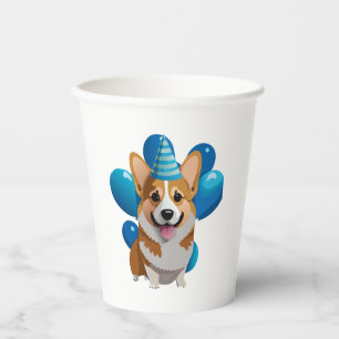 Blue Corgi Birthday Classic T - Shirt (1) Pappbecher