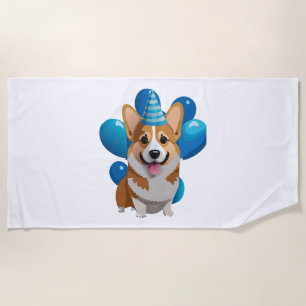 Blue Corgi Birthday Classic T - Shirt (1) Strandtuch
