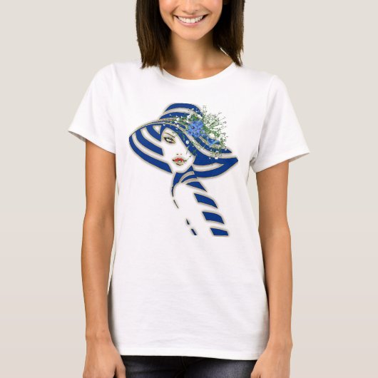 Blue Corn Blume & White Roses Wedding T-Shirt (Vorderseite)