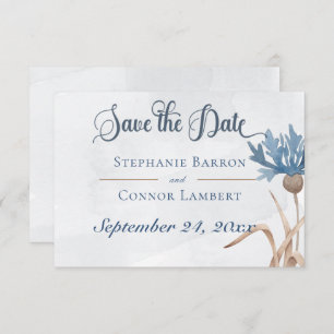Blue Cornblumen & Wheat Field Blue Wedding Save The Date