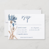Blue Cornblumen & Wheat Field Modernes Abendessen RSVP Karte (Vorderseite)