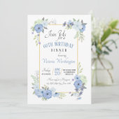 Blue Corner Blume Einladung (Stehend Vorderseite)