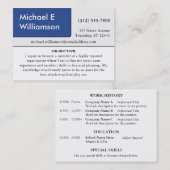Blue Corner RESUME Business Cards Visitenkarte (Vorne/Hinten)