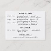 Blue Corner RESUME Business Cards Visitenkarte (Rückseite)