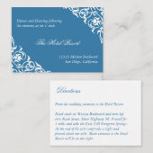 Blue Corner Scroll Hochzeitsempfang Begleitkarte (Vorne/Hinten)