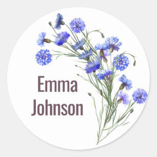 Blue Cornflower Bouquet auf White Runder Aufkleber