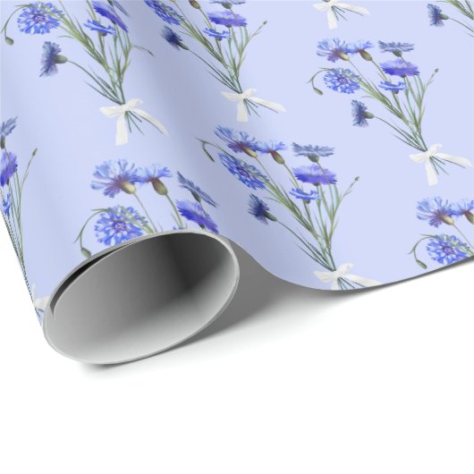 Blue Cornflower Bouquets Geschenkpapier (Rolleneckpunkt)