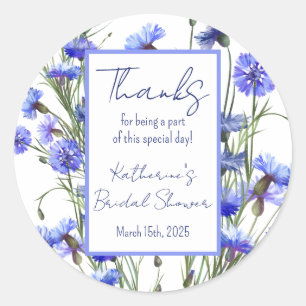 Blue Cornflower Brautparty Vielen Dank Runder Aufkleber