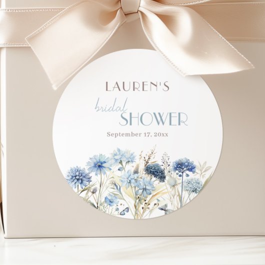 Blue Cornflower Hydrangea Brautparty Runder Aufkleber