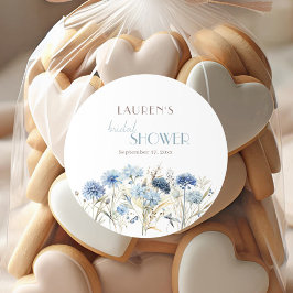 Blue Cornflower Hydrangea Brautparty Runder Aufkleber