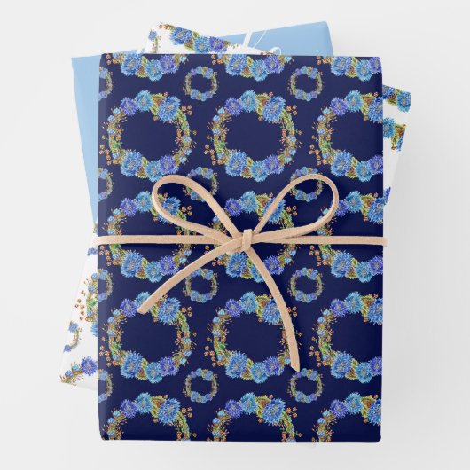 Blue Cornflower Wreath Brautparty Geschenkpapier Set (Beispiel)