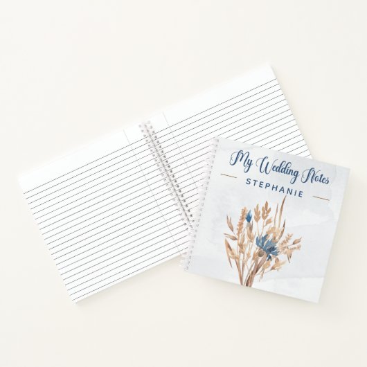 Blue Cornflowers & Wheat Field Bride Notebook Notizblock (Innenseite)