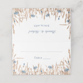 Blue Cornflowers Wheat Wedding Platzkarte (Außenseite Aufgefaltet)