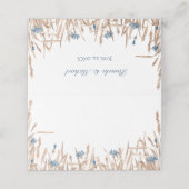 Blue Cornflowers Wheat Wedding Platzkarte (Außenseite Aufgefaltet)