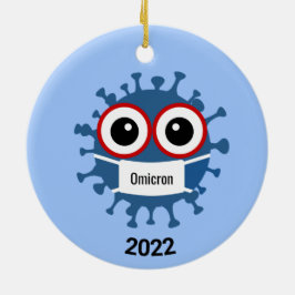 Blue Coronavirus Covid-19 Omicron Variantenornamen Keramik Ornament