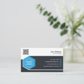Blue Corporate Beruflich QR Code Scannable Visitenkarte (Stehend Vorderseite)