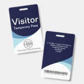 Blue Corporate Visitor Pass ID Barcode Abzeichen Ausweis (Vorder- & Rückseite)
