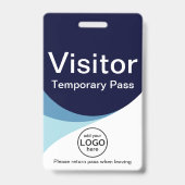 Blue Corporate Visitor Pass ID Barcode Abzeichen Ausweis (Vorderseite)