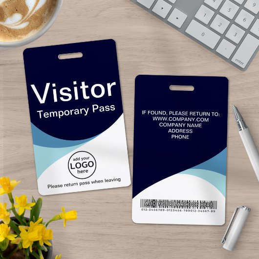 Blue Corporate Visitor Pass ID Barcode Abzeichen Ausweis