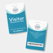 Blue Corporate Visitor Pass ID Barcode Ausweis (Vorder- & Rückseite)