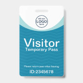 Blue Corporate Visitor Pass ID Barcode Ausweis (Vorderseite)