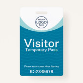 Blue Corporate Visitor Pass ID Barcode Ausweis (Vorderseite)