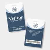 Blue Corporate Visitor Pass ID Barcode mit benutze Ausweis (Vorder- & Rückseite)