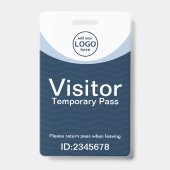 Blue Corporate Visitor Pass ID Barcode mit benutze Ausweis (Vorderseite)