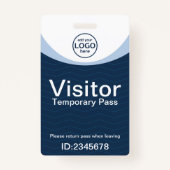 Blue Corporate Visitor Pass ID Barcode mit benutze Ausweis (Vorderseite)