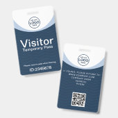 Blue Corporate Visitor Pass ID mit individuellem Q Ausweis (Vorder- & Rückseite)
