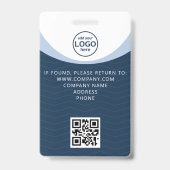 Blue Corporate Visitor Pass ID mit individuellem Q Ausweis (Rückseite)
