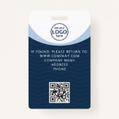 Blue Corporate Visitor Pass ID mit individuellem Q Ausweis (Rückseite)