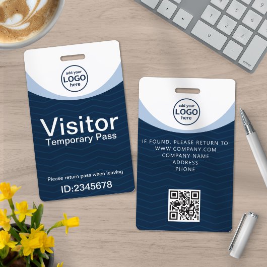 Blue Corporate Visitor Pass ID mit individuellem Q Ausweis