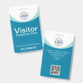 Blue Corporate Visitor Pass ID QR Code Ausweis (Vorder- & Rückseite)