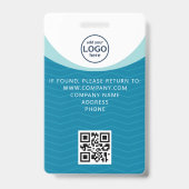Blue Corporate Visitor Pass ID QR Code Ausweis (Rückseite)