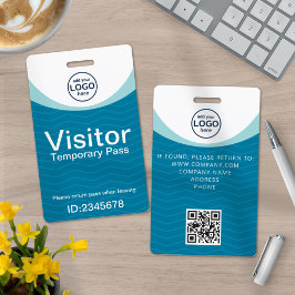 Blue Corporate Visitor Pass ID QR Code Ausweis