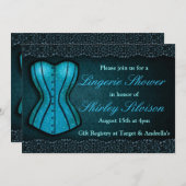 Blue Corset Lingerie Bridal Dusche Einladung (Vorne/Hinten)